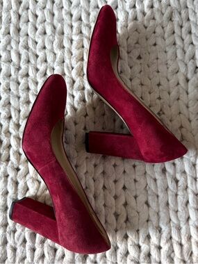 Marc Fisher Round Toe Suede Block Heel Pumps, size 8